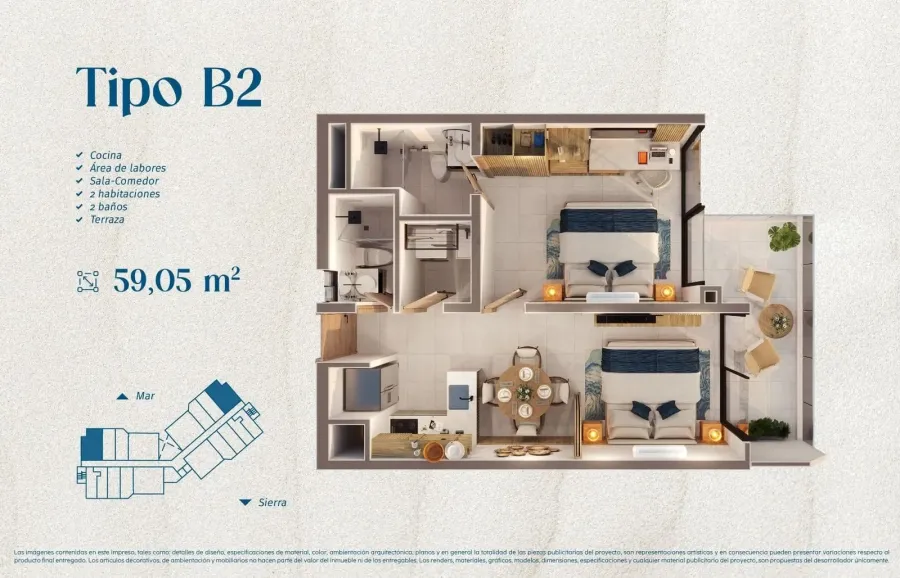 Marena Type B2 floor plan, 73,83 m²