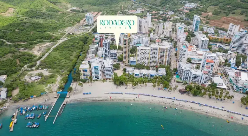 Aerial view of the Rodadero Living location in El Rodadero, Santa Marta